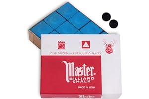 MASTER CHALK Master Billiard Pool Cue Chalk Premium Quality - 1 Dozen - Made in The USA + 2 pcs of Quality Billiard Pool Table Spots by Tweeten Fibre Co.