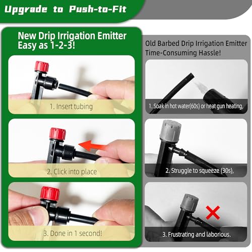 30PCS Push-to-Fit Drip Irrigation Emitters for 1/4 inch Irrigation Tubing, Adjustable 360 photo 9