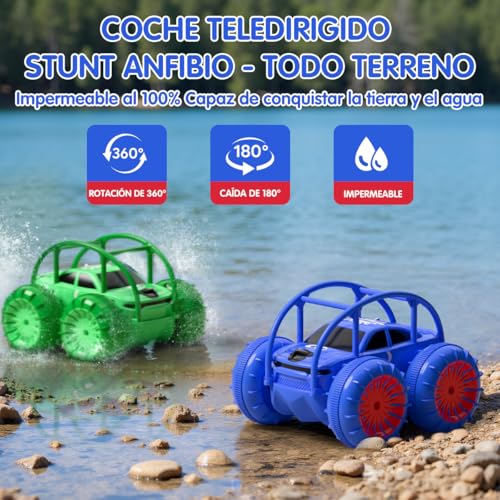 ifollower RC Car 4x4 Amphibious Truck, 360° Stunt and LED, 15km/h, Direct USB-C Charging, Toy for Kids 3 4 5 6 7 8 9 10 11 12 Years, Christmas Birthday Gift