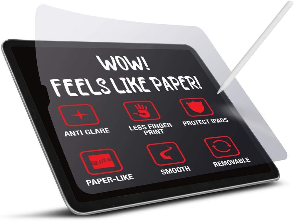 Akamai 11 Inch iPad Pro Paper Feel Glass Screen Protector - 2 Pack - Paper Feel Matte Texture - Writing & Drawing Film