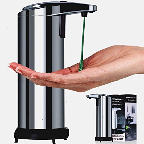 Automatic Stainless Steel Sensor Soap &amp; Sanitizer Dispenser 280ml ( 9,5 oz ) for Home and Kitchen &amp; Bathroom (Silver)