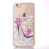 UCLL iPhone 7 Plus Glitter Case, iPhone 7 Plus Liquid Case,High Heeled Moving Bling Glitter Floating Cover for iPhone 7 Plus with a Screen Protector (White)