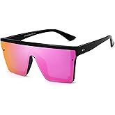 JIM HALO Flat Top Shield Sunglasses Square Mirror Rimless Glasses for Women Men