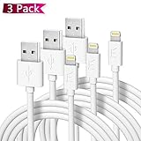 Enther (6 feet) USB to Lightning Cable MFI Apple Certified 3 Pack Charging Cord for Fast Data Transfer and Charge - Thick/White(2 Meter)