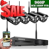 【2019 Update】 8-Channel HD 1080P Wireless Network/IP Security Camera System(IP Wireless WiFi NVR Kits),4Pcs 960P 1.3 Megapixel Wireless Indoor/Outdoor IR Bullet IP Cameras,P2P,App,No HDD