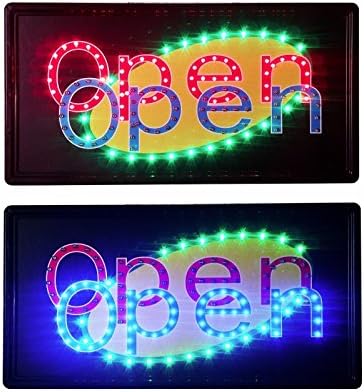 Construction Dual Open Sign with 10 x 19 Inches Animated Motion LED Neon Light with On/Off and 2-Way Switch and Chain (LED-OPS07)