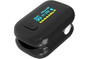 Manhero Fingertip Pulse Oximeter, Fast SpO2 Reading Accurate Pulse Ox with Alarm and Silicone Cover for Seniors Black Blood Oxygen Saturation Monitor Portable
