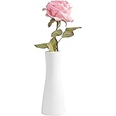 7 inch Ceramic Bud Vase Tall Conic Flower Single Stem Vase Small Bud Decorative Floral Vase Home Decorative Floral Centerpiece for Wedding Office (White)