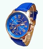 PromiseU Geneva Women's Fashion Classic Leather Quartz Wrist Watch