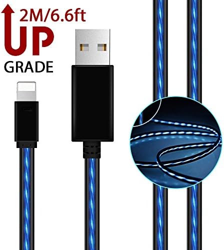 Lightning Cable for iPhone, AoLiPlus 6.6 ft Charger Cord LED Lightning to USB Cable Charging Cord for iPhone X/8/7/7 Plus/6/6S,iPad and iPod (Blue)