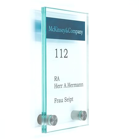 Büro Acryl Schild, Türschild 100/160 mm, 2 Edelstahlhalter,