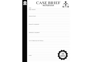 Law School Case Brief Notebook: Case Brief for Law Students | Case Brief Template | 100 Cases | Large Size (8.5" x 11" In)