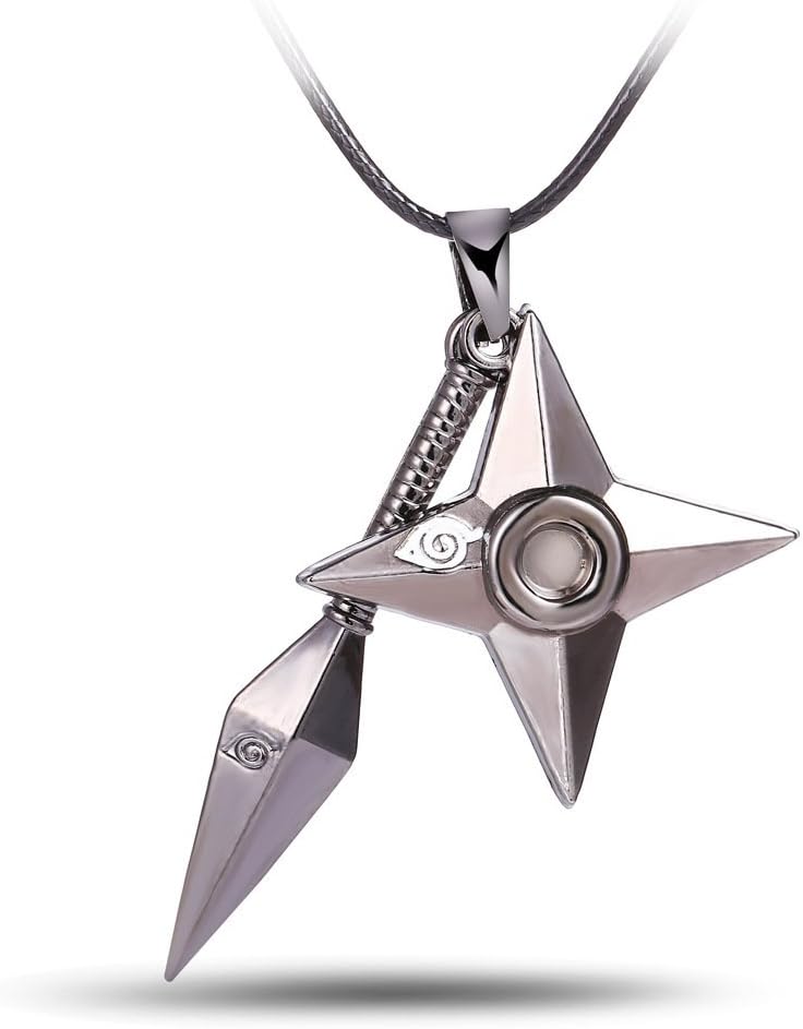NCANGU Cosplay Anime Naruto Kunai Shuriken Ninja Star Necklace Pendant