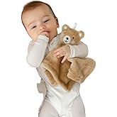 Loveys for Babies - Ultra-Soft Baby Lovey & Security Blankets for Babies, 12x12, Bunny & Bear, Soothing Comforter, Machine Washable, Perfect, Stroller & Bedtime Companion (Brown Bear)