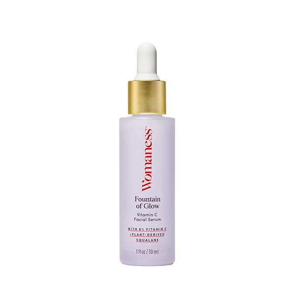 WOMANESS FOUNTAIN OF GLOW FACE SERUM – BRIGHTENING VITAMIN C SERUM FOR FACE WITH 8% VITAMIN C & PLANT-DERIVED SQUALANE OIL – MENOPAUSE SKIN CARE FOR IMPROVING UNEVEN SKIN TONE & DULLNESS – 30ML