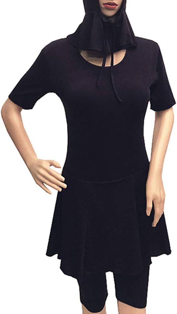 LONMEI Womens Modest Swimming Costume - Short Sleeve Muslim Islamic Modesty Swimwear Burkini One-Piece Swimsuit with Hijab