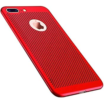 iPhone 8 Plus Breathing Case, GerTong PC Mesh Design Ultra Slim Thin Breathable Cooling Heat Release Protective Shockproof Back Covers Shell for Apple iPhone 8 Plus, 5.5 Inch (Red)
