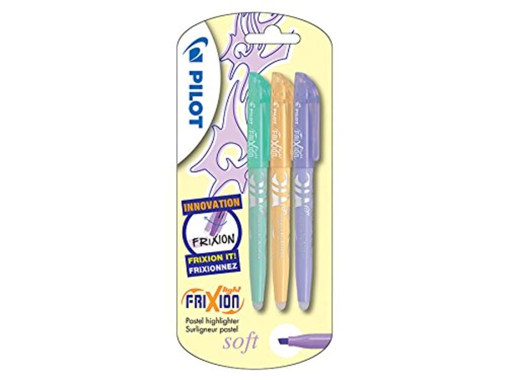 Pilot Frixion Light Soft Erasable Highlighter - Pastel Green/Orange/Violet (Pack of 3)