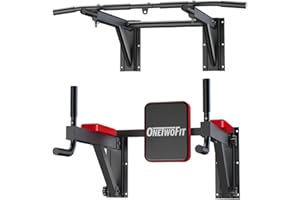 ONETWOFIT Wall Mounted Power Tower Pull Up Bar Station Workout Dip Station, Multi-Function Chin Up Bar Exercise Bar Set for Home Gym Strength Training Fitness Equipment, Pull Up Stand 330 Lbs