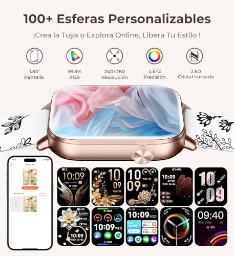 Iaret Women's Smartwatch, 46 cm Smartwatch with 4 Straps, Bluetooth Calls, Sleep Monitor/Heart Rate/SpO2/Menstrual Monitor, 110+ Sports Modes Activity Bracelet for iOS/Android, Black Gold