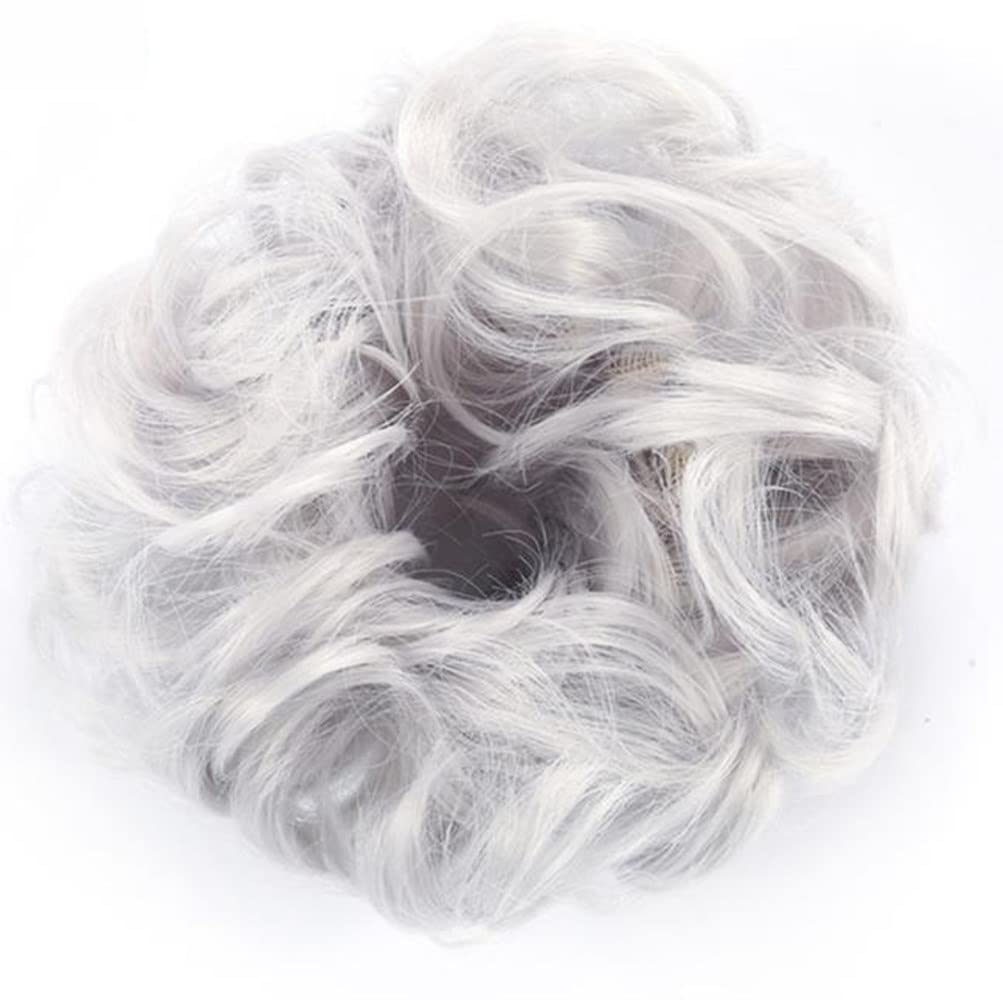 Voarge Hair Scrunchies & Buns, Silver-Grey Hair Pieces, Messy Donuts & Ponytails, Girls Extensions - 60B
