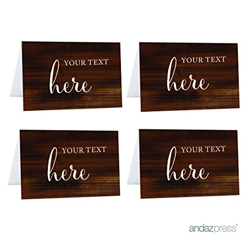 Andaz Press Personalized Food Station Buffet Table Tent Place Cards, Rustic Wood Print, 20-Pack, Custom Made Any Text