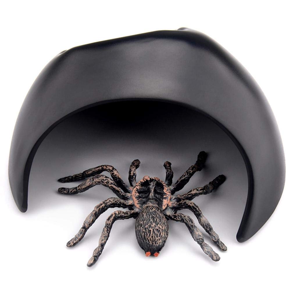 Plastic Reptile Cave, Lizard Snake Tortoise Spider Nest Habitat Reptile Hideouts Box for Aquarium Fish Tank Terrarium Decor[Black]