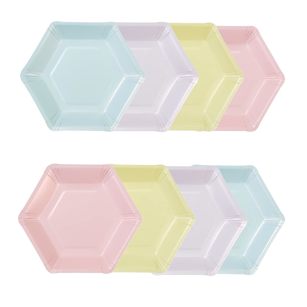 Talking Tables Pack of 8 (26cm) Large Hexagon Shaped Pastel Paper Plates | Disposable Party Tableware for Kids Birthday Valentine's Day, Baby Shower, Picnic, Girls Sleepover