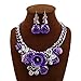 truecharms Fashion Jewelry Sets Party Statement Crystal Flower Necklace and Earrings Set (Purple)