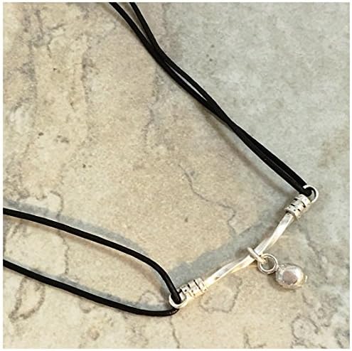 Leather and Sterling Necklace from the Scraps Collection, Artisan Handmade and Forged