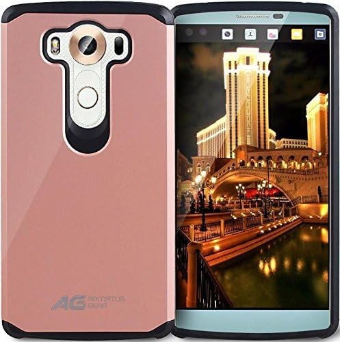 LG V10 Case - Armatus Gear (TM) Slim Hybrid Armor Case Dual Layer Shockproof Phone Cover For LG V10 - Rose Gold