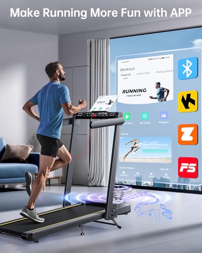 TOPUTURE Walking Pad Treadmill with 12% Incline, 4 in 1 Folding Treadmills for Home/Office, 10MPH Under Desk Treadmills, 2.5HP Portable Treadmill, Dual LED Screen, App, Bluetooth Speaker