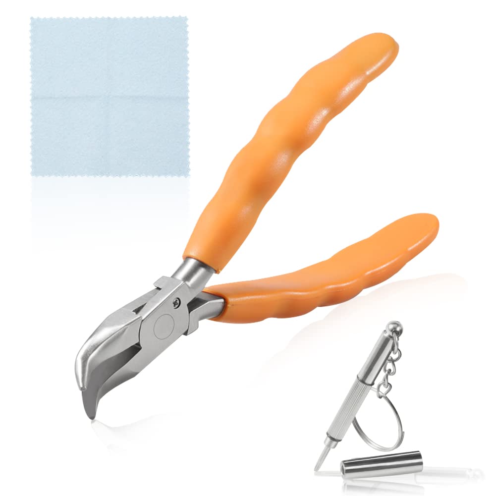 SPEEDWOX 6 Inches Bent Nose Plier Stainless Steel Eyeglasses Repairing Plier, Optical Glasses Frames Repair Assembling & Adjusting Hand Tools with Screwdriver and Glasses Cloth