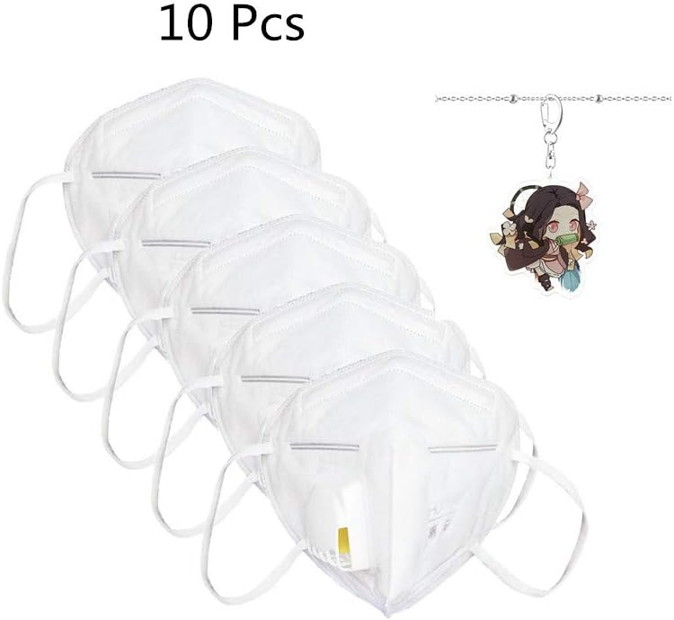 HeJuan00 Demon slayer Keychain with KN-95 Disposable M-a-s-k Mouth Cover, Dust-proof, Face Shield, Elastic Earloops