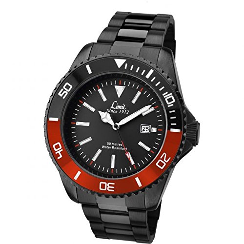 Limit 5520.01 - Men's Watch, Black Stainless Steel Strap, Black/White, Bracelet