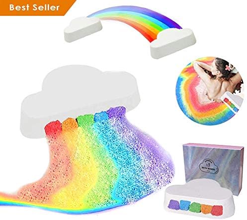 Colorful Rainbow Cloud Bath Bomb，Float on Water&Release Vivid Rainbow Color Fizzy Moisturize Dry Skin， Surprise Bath Bomb Bath Fizzy Stocking Stuffer Gift For Her&Kids (1pack)