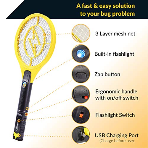 Tregini Mini Electric Fly Swatter 2 Pack Rechargeable Bug Zapper