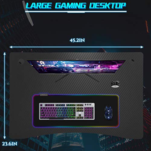 Computer Desk,Gaming Desk43.2'/ 45.2"/47.2" Student PC Desk Writing Desk Office Desk Extra Large Modern Ergonomic Racing Style Table Workstation Carbon Fiber Cup Holder Headphone Hook (45.2 inches) - Image 4