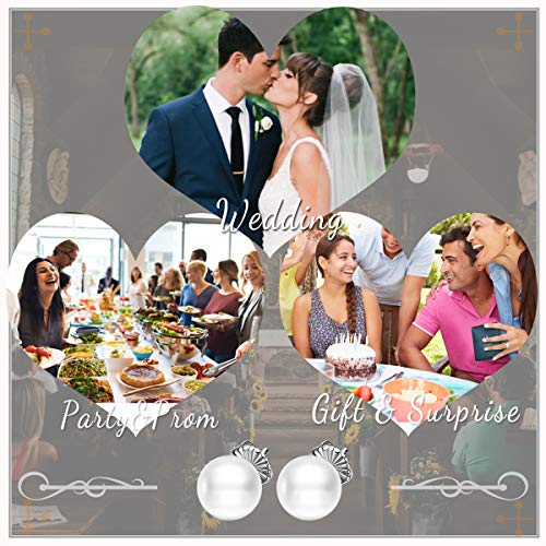 Sterling Silver Freshwater Cultured White Button Pearl Stud Earrings (10mm) - Thumbnail 3