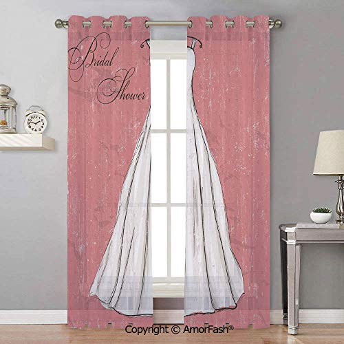 Amorfash Bridal Shower Decorations White Window Sheer Curtain