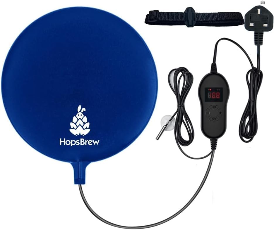 25W Heat Pad with Temperature Controller – 30cm Waterproof Mat for Fermentation, Fits Glass & Plastic Fermenters, Carboys, Buckets – Adjustable Temp, Includes NTC Probe & Holder