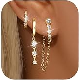 GEORGE · SMITH Gold Earrings for Women Small Diamond Hoop Earrings for Women 14k Gold Dainty Gold Earring Stacks Hoop Stud Earrings Hypoallergenic Jewelry for Women Gift