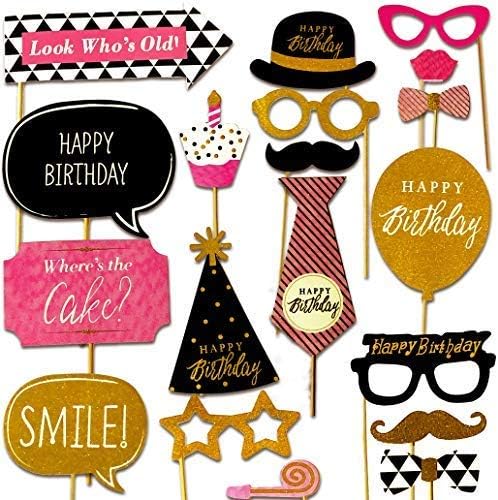 Propsicle Multicolour Happy Birthday Prop Set Kit / Birthday Party Photoshoot Props Combo / Birthday Decoration Items - Pack of 20