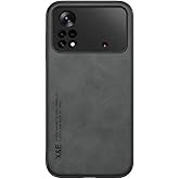 Kepuch Cellular Phone Case for Xiaomi Poco X4 Pro 5G - Silklike Black - Built-in Metal Plate - Magnetic