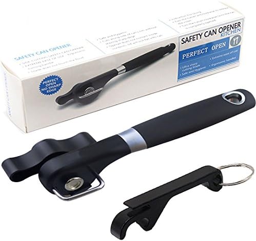 Senyida Ergonomic Smooth Edge Can Opener with Soft Grips Handle Side Cutting Can Opener, Lid Lifter That Won't Touch Food, Stainless Steel Manual Bottle Opener