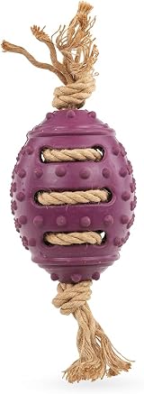Petface Planet Nobbly Rubber Rugby Ball with Rope Dog Toy Pack 1 view 6
