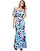 VintageRose Elegant Flowers Off Shoulder Ruffle Plain Bodycon Long Party Maxi Dress