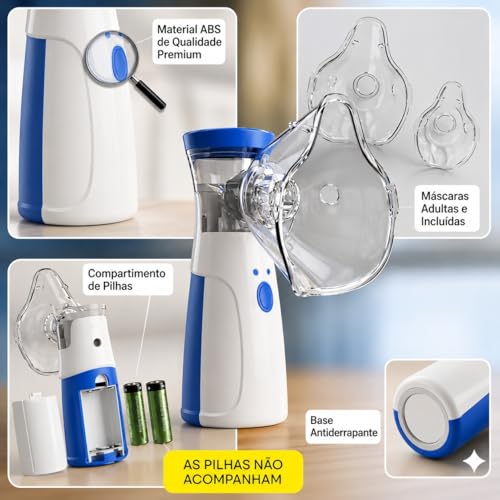 Nebulizador Portátil Ultrassônico Silencioso com Máscaras Adulto e Infantil