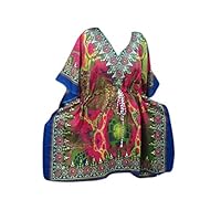 Bohemian Caftan Dresses GreenDashiki Printed Resort Wear Beach Kaftan Dress One Size