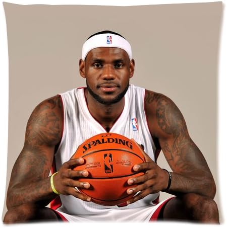 Atnee Basketball Design Handsome LeBron-James Cotton And Polyester Square Zippered Pillowcases Case 18 by 18 Inch